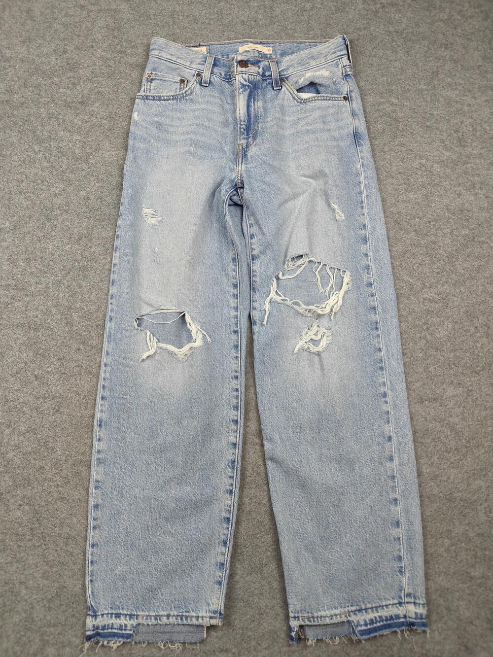 Levi's Jeans Womens 25 Blue Light Wash Wide-Leg Distressed Baggy Dad